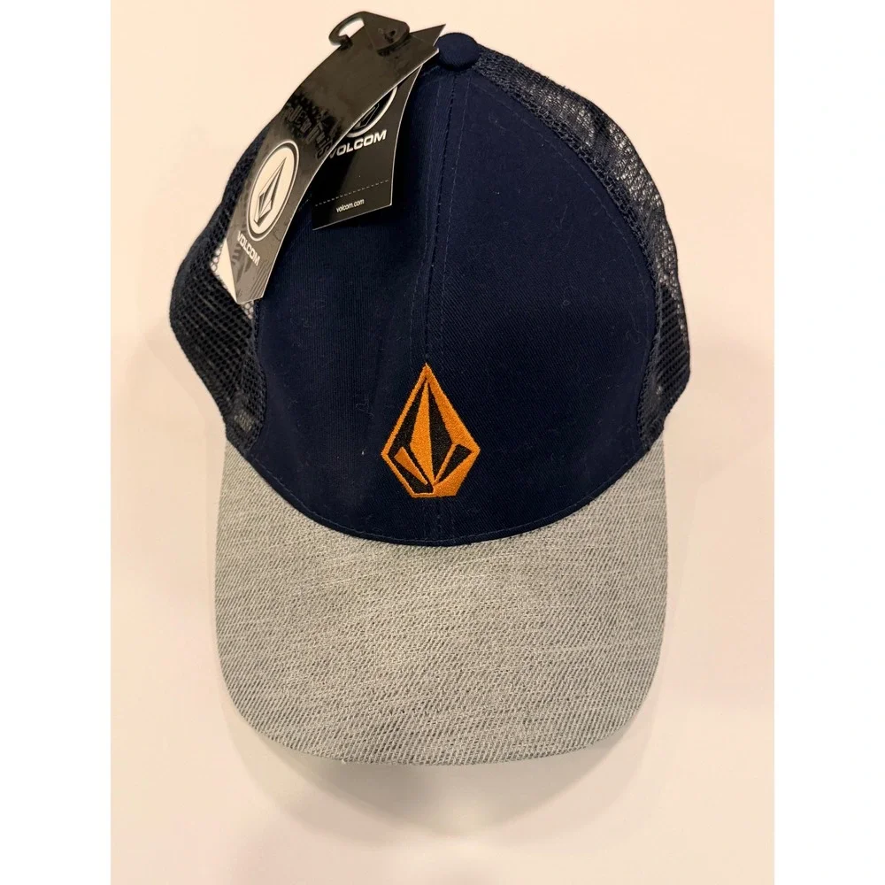 NWT Volcom Full Stone Cheese Hat Navy Gray Trucker Snapback Cap